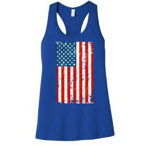 Distressed Worn USA American Flag Women's Racerback Tank