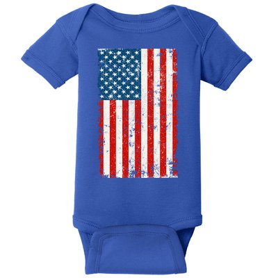 Distressed Worn USA American Flag Baby Bodysuit