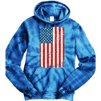 Distressed Worn USA American Flag Tie Dye Hoodie