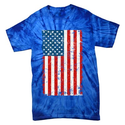 Distressed Worn USA American Flag Tie-Dye T-Shirt
