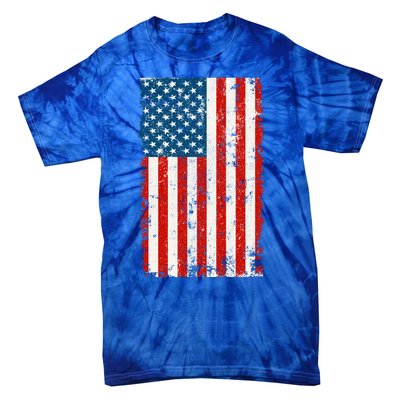 Distressed Worn USA American Flag Tie-Dye T-Shirt