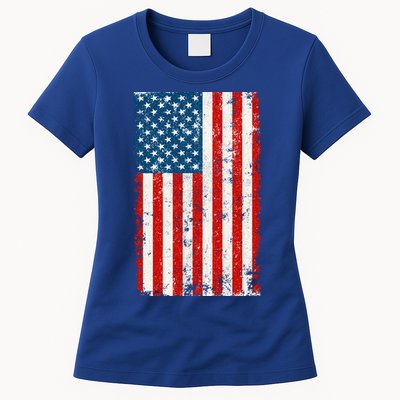 Distressed Worn USA American Flag Womens T-Shirt