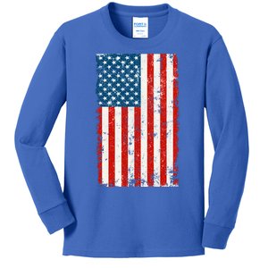 Distressed Worn USA American Flag Kids Long Sleeve Shirt