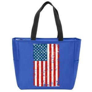 Distressed Worn USA American Flag Zip Tote Bag