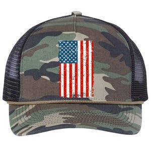 Distressed Worn USA American Flag Retro Rope Trucker Hat Cap