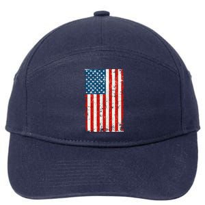 Distressed Worn USA American Flag 7-Panel Snapback Hat