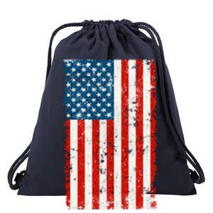 Distressed Worn USA American Flag Drawstring Bag