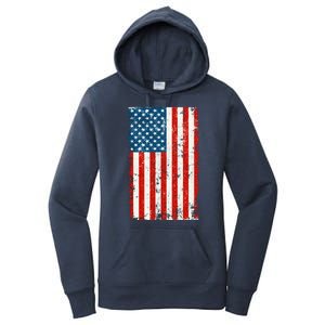 Distressed Worn USA American Flag Women's Pullover Hoodie