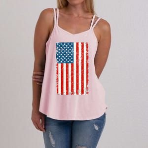 Distressed Worn USA American Flag Women's Strappy Tank