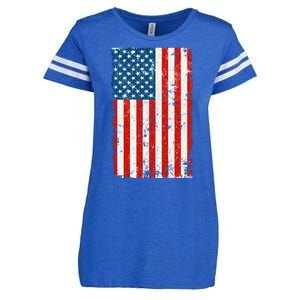 Distressed Worn USA American Flag Enza Ladies Jersey Football T-Shirt