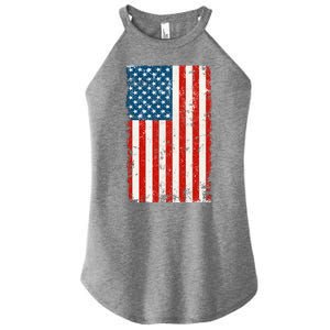 Distressed Worn USA American Flag Women's Perfect Tri Rocker Tank