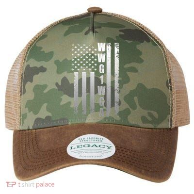 Distressed WWG1WGA US American Flag Legacy Tie Dye Trucker Hat