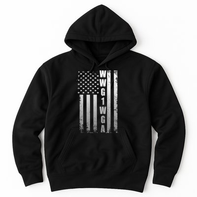Distressed WWG1WGA US American Flag Hoodie