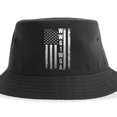 Distressed WWG1WGA US American Flag Sustainable Bucket Hat