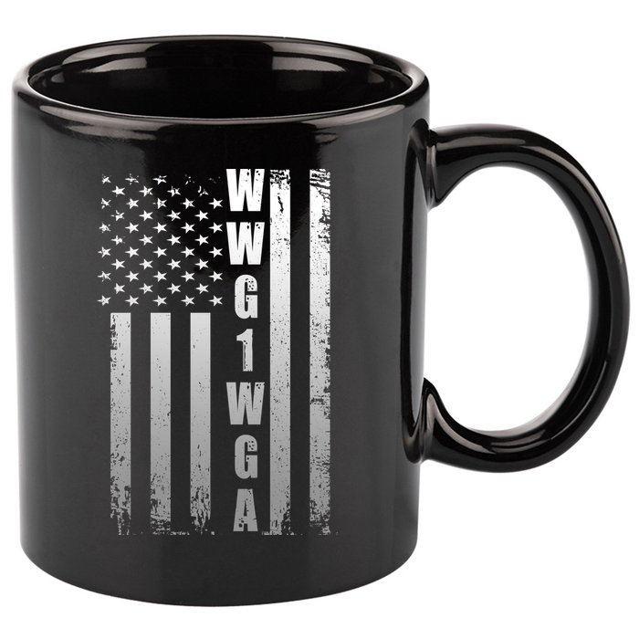 Distressed WWG1WGA US American Flag 11oz C Handle Ceramic Mug