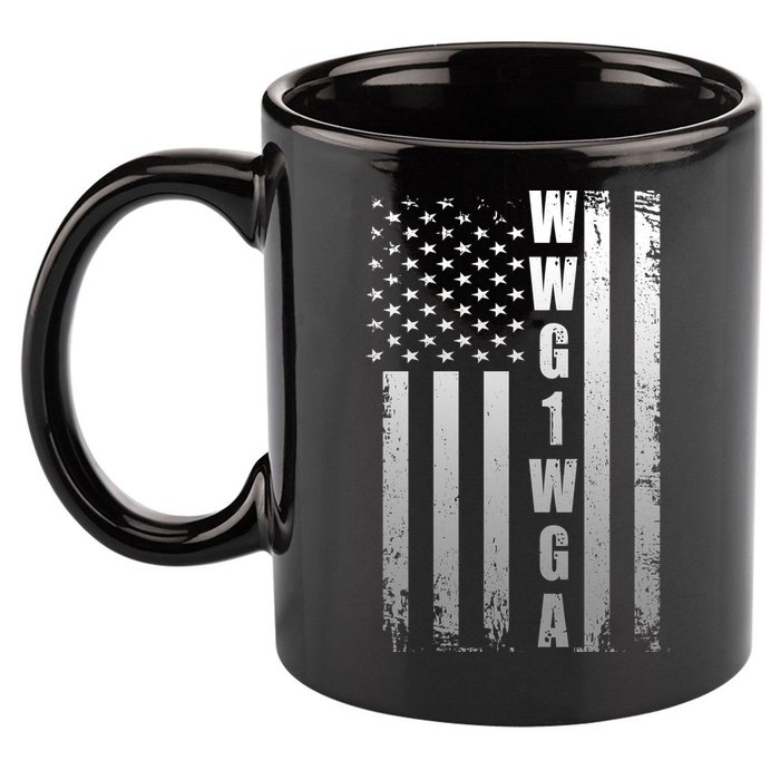 Distressed WWG1WGA US American Flag 11oz C Handle Ceramic Mug