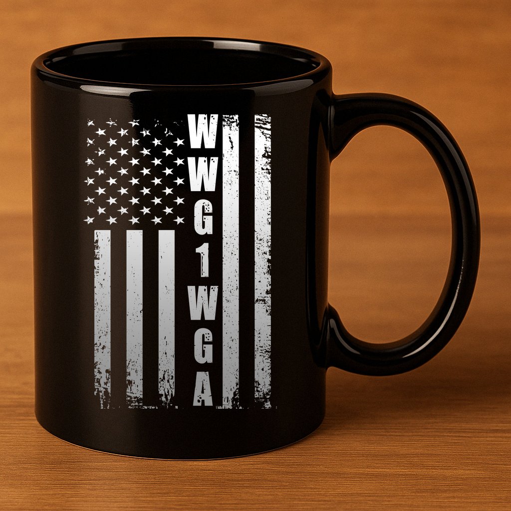 Distressed WWG1WGA US American Flag 11oz C Handle Ceramic Mug