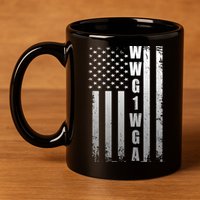 Distressed WWG1WGA US American Flag 11oz C Handle Ceramic Mug