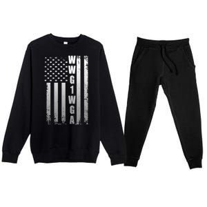 Distressed WWG1WGA US American Flag Premium Crewneck Sweatsuit Set