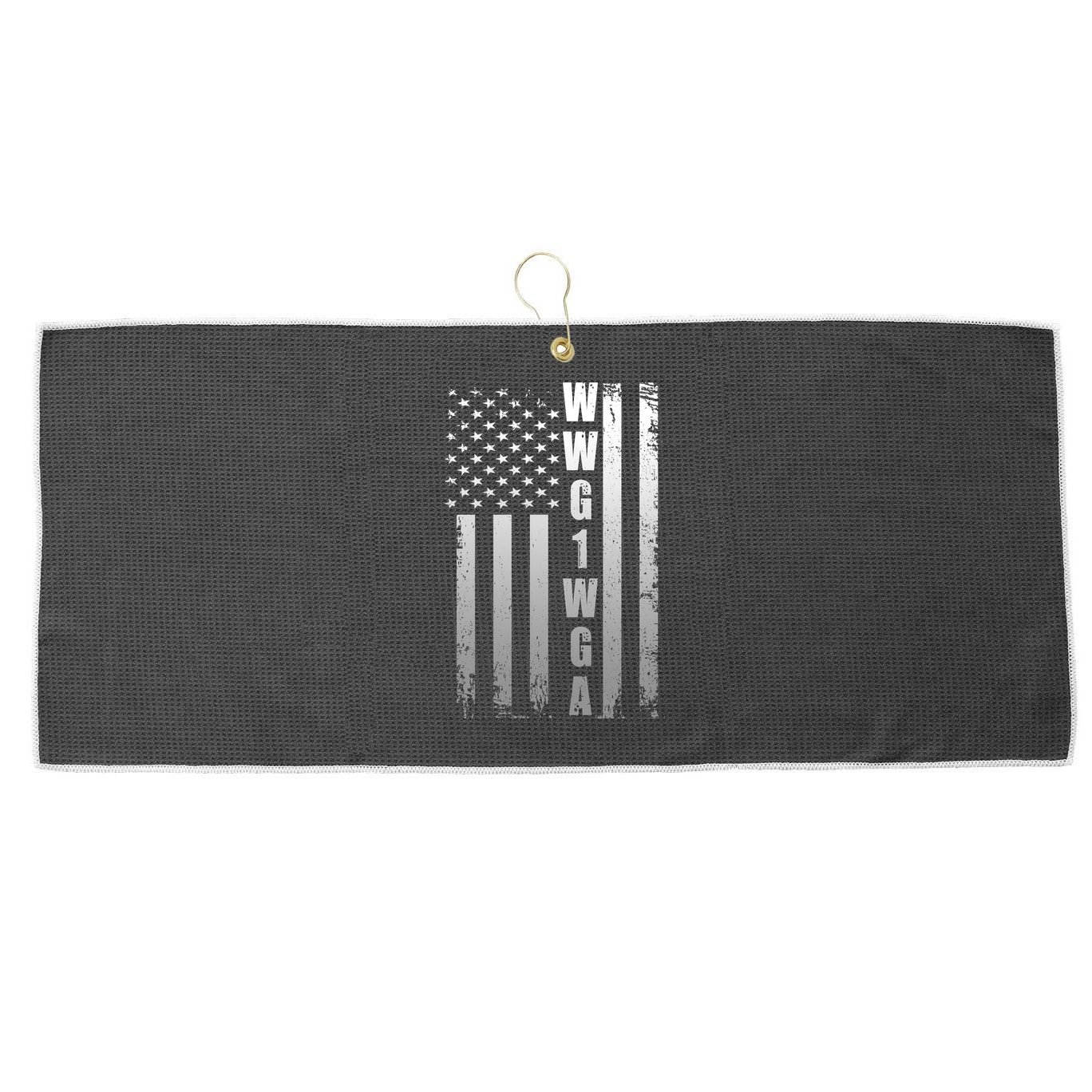 Distressed WWG1WGA US American Flag Large Microfiber Waffle Golf Towel