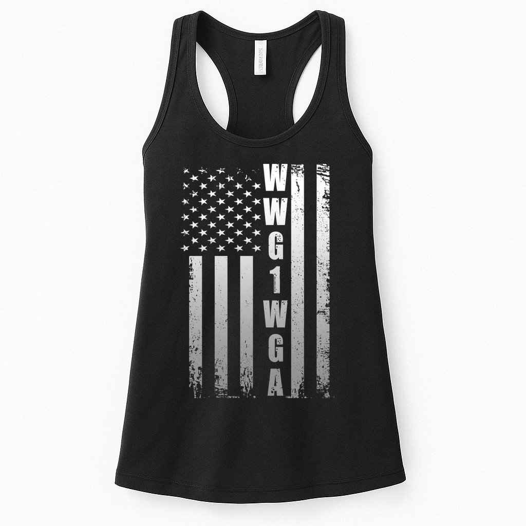 Distressed WWG1WGA US American Flag Womens Tank Top