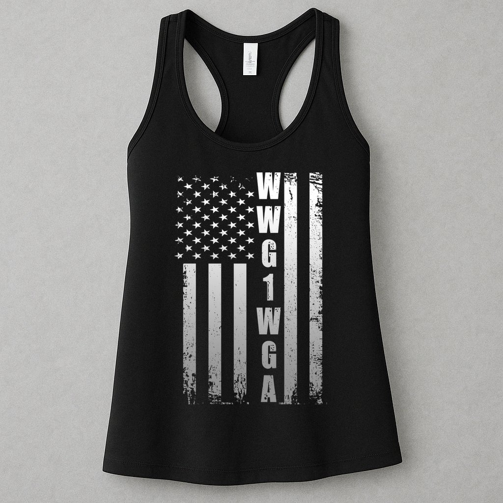 Distressed WWG1WGA US American Flag Womens Tank Top