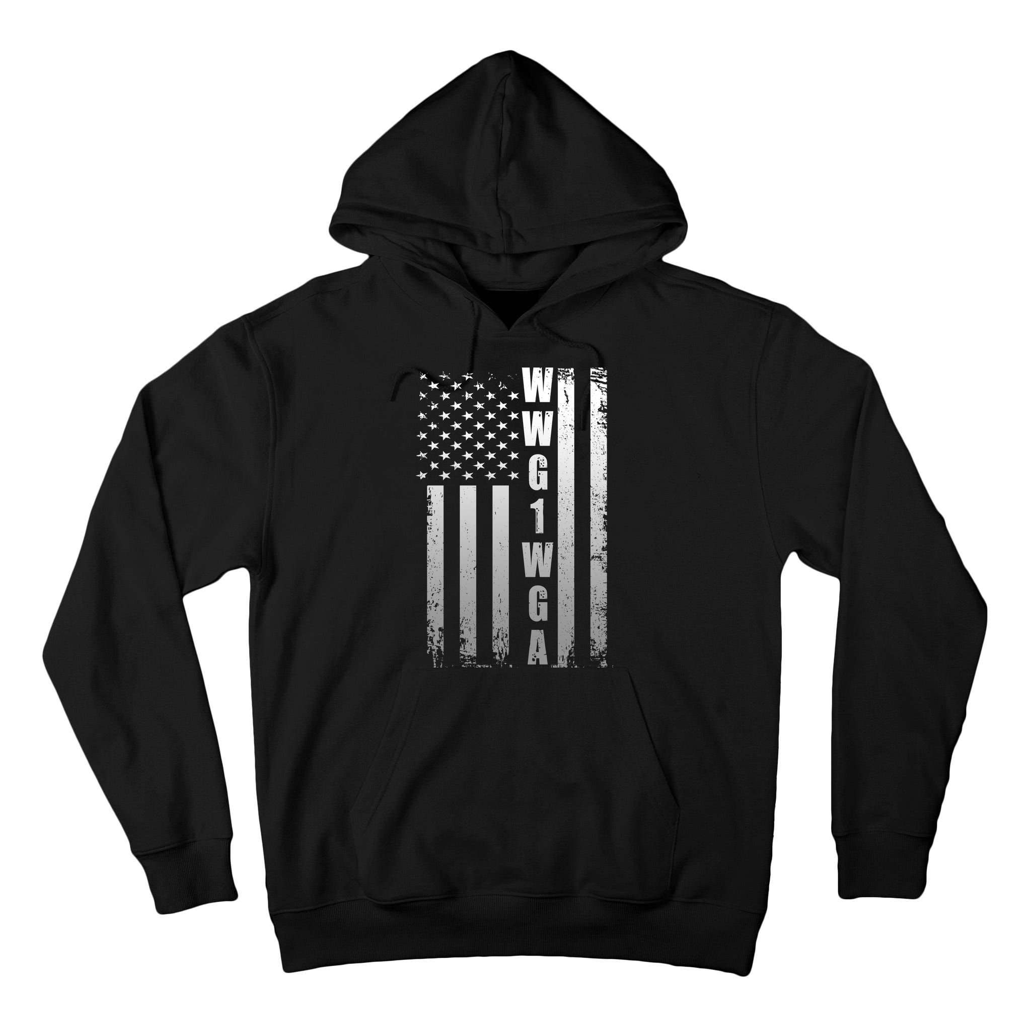 Distressed WWG1WGA US American Flag Tall Hoodie
