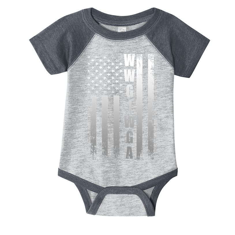 Distressed WWG1WGA US American Flag Infant Baby Jersey Bodysuit