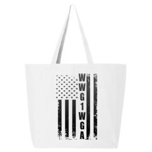 Distressed WWG1WGA US American Flag 25L Jumbo Tote