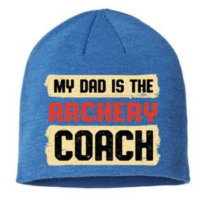 Dad Is The Archery Coach Fathers Day Archer Parents Cute Gift Sustainable Beanie