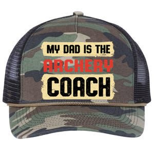 Dad Is The Archery Coach Fathers Day Archer Parents Cute Gift Retro Rope Trucker Hat Cap