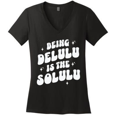 Delulu Is The Solulu Manifestation Women's V-Neck T-Shirt