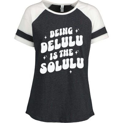 Delulu Is The Solulu Manifestation Enza Ladies Jersey Colorblock Tee