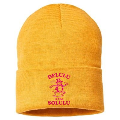 Delulu Is The Solulu Funny Delusional Sustainable Knit Beanie