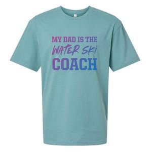 Dad Is The Water Ski Coach Appreciation Water Skiing Cute Gift Sueded Cloud Jersey T-Shirt