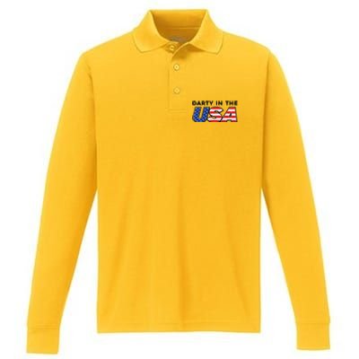 Darty In The Usa 4th Of July Fun Performance Long Sleeve Polo