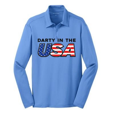 Darty In The Usa 4th Of July Fun Silk Touch Performance Long Sleeve Polo