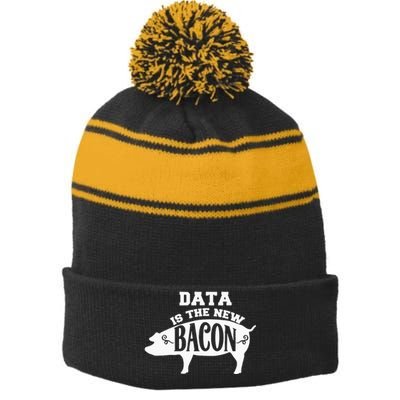 Data Is The New Bacon Engineering Stripe Pom Pom Beanie