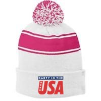 Darty In The Usa Independence Day Stripe Pom Pom Beanie