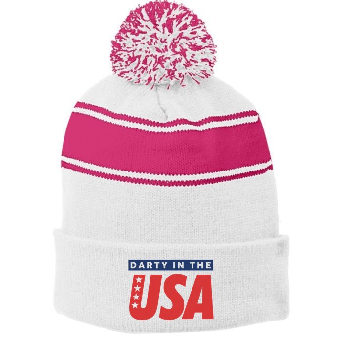 Darty In The Usa Independence Day Stripe Pom Pom Beanie