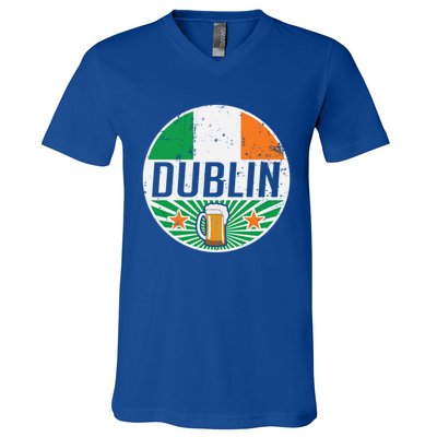 Dublin Ireland Travel Vacation Irish Flag Beer Pub Ing Meaningful Gift V-Neck T-Shirt