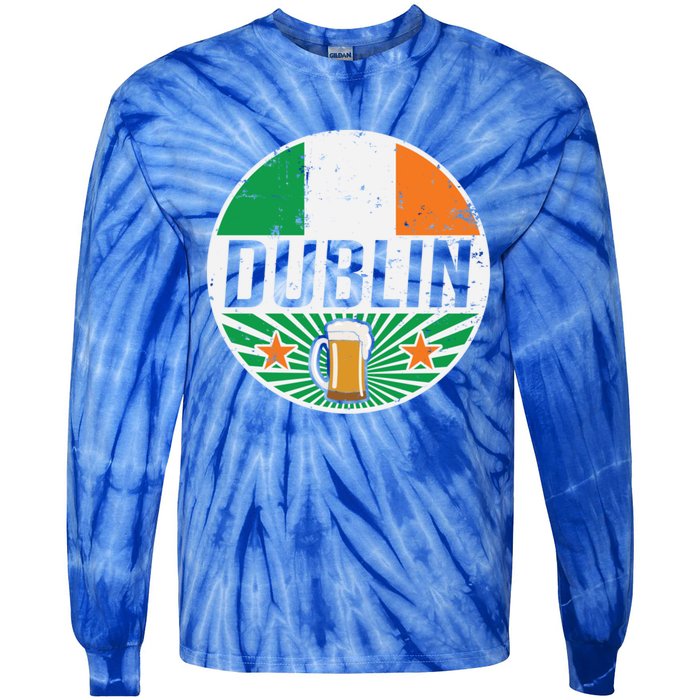 Dublin Ireland Travel Vacation Irish Flag Beer Pub Ing Meaningful Gift Tie-Dye Long Sleeve Shirt