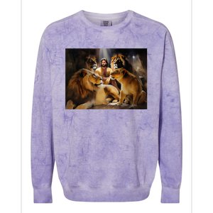 Daniel In The Lions Den Jesus And Lion Christian Bible Colorblast Crewneck Sweatshirt