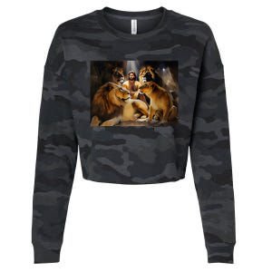 Daniel In The Lions Den Jesus And Lion Christian Bible Cropped Pullover Crew