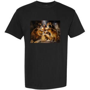 Daniel In The Lions Den Jesus And Lion Christian Bible Garment-Dyed Heavyweight T-Shirt