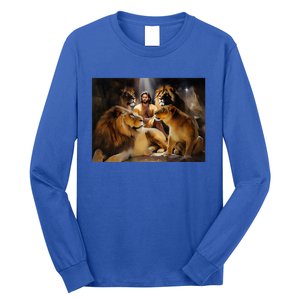 Daniel In The Lions Den Jesus And Lion Christian Bible Long Sleeve Shirt