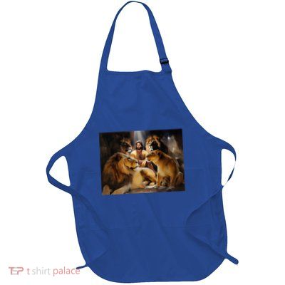 Daniel In The Lions Den Jesus And Lion Christian Bible Full-Length Apron With Pockets