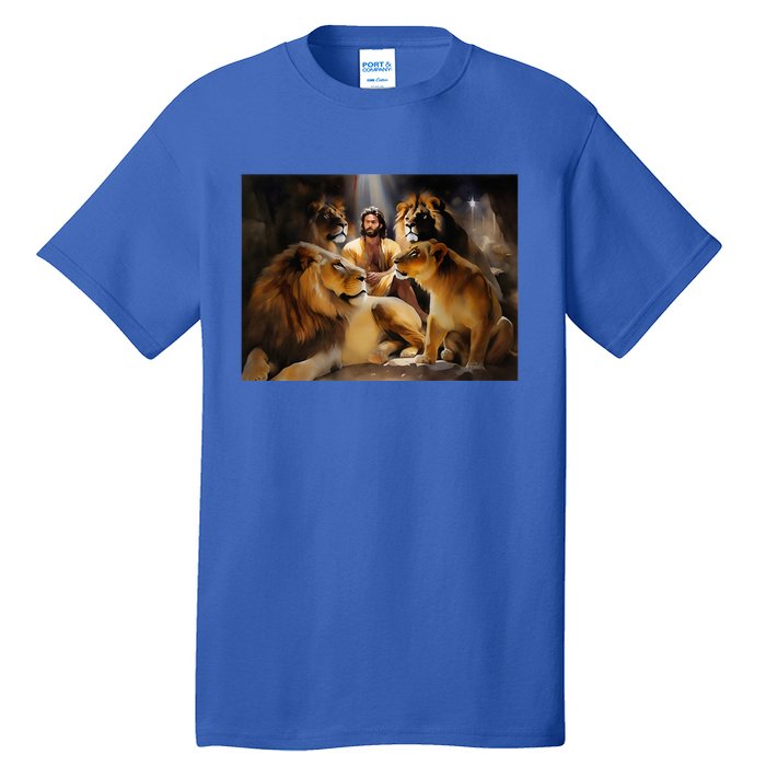 Daniel In The Lions Den Jesus And Lion Christian Bible Tall T-Shirt