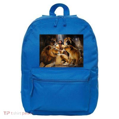 Daniel In The Lions Den Jesus And Lion Christian Bible 16 in Basic Backpack