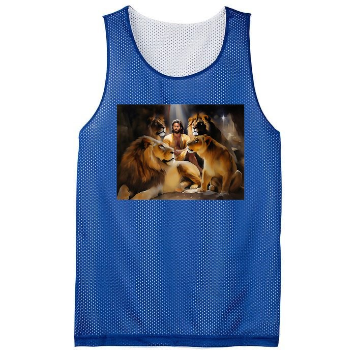 Daniel In The Lions Den Jesus And Lion Christian Bible Mesh Reversible Basketball Jersey Tank